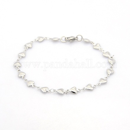 Style Casual 304 ​​bracelets de la chaîne de liaison de coeur en acier inoxydable STAS-O036-05P-1