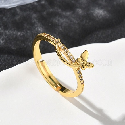 Латунные микро проложить пальцев кольца кубического циркония RJEW-H258-05G-1