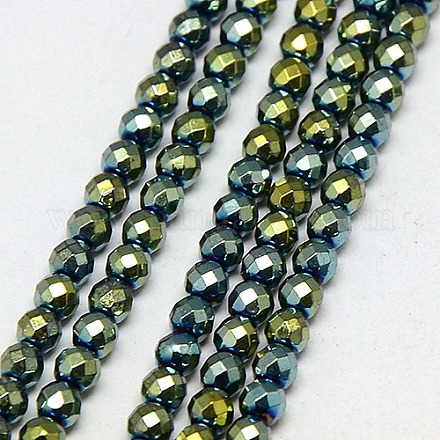 Chapelets de perles en hématite synthétique sans magnétiques G-J169B-4mm-06-1
