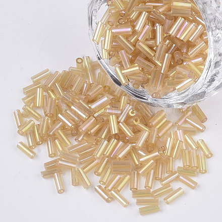 Perles de clairon en verre plaqué couleur ab SEED-R011-162B-1