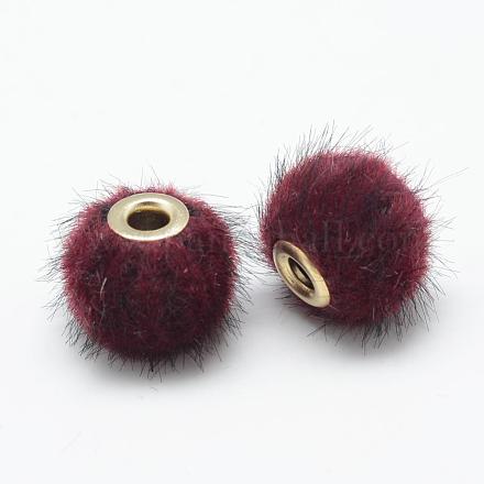 Handmade Faux Mink Fur European Beads OPDL-S089-02C-1