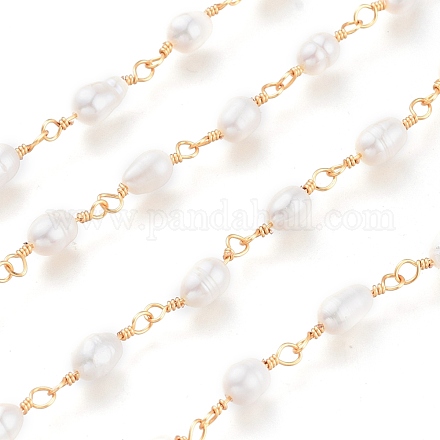 3.28 Feet Freshwater Pearl Beaded Chains X-CHC-K009-21G-1