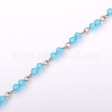 Handmade Round Glass Beads Chains for Necklaces Bracelets Making AJEW-JB00057-03-1