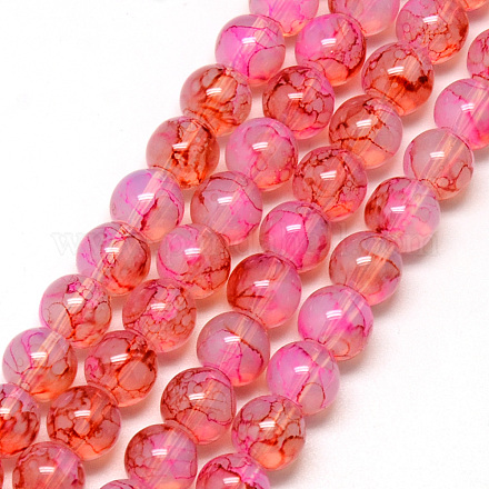 Chapelets de perles en verre peint X-DGLA-Q023-6mm-DB51-1