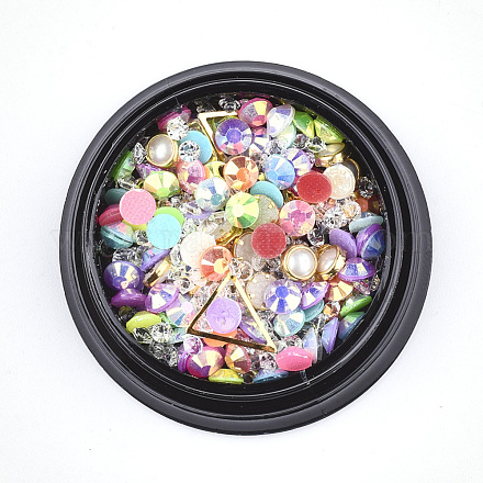 Cabochon in ottone e plastica imitazione perla e resina e strass MRMJ-T016-05C-1
