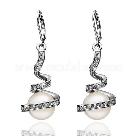 Helix & Ball Tin Alloy Czech Rhinestone Dangle Earrings For Women EJEW-BB12138-C-1