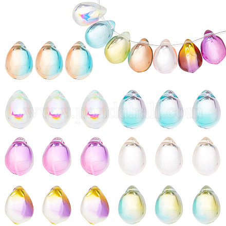 arricraft 112 Pcs 7 Colors 14x10mm Teardrop Glass Crystal Beads GLAA-AR0001-45-1