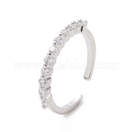 Clear Cubic Zirconia Open Cuff Ring RJEW-I094-09P-1