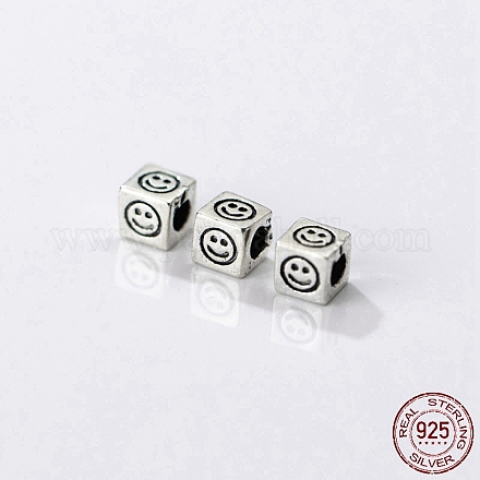 925 perles intercalaires en argent sterling thaïlandais plaqué rhodium STER-L044-03B-AS-1