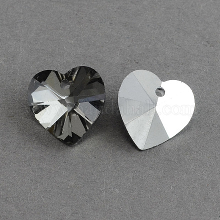 Heart Electroplated Glass Pendants EGLA-R082-02-1