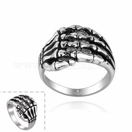 Estilo punk rock 316 acero inoxidable anillos de mano de esqueleto hueco para hombres RJEW-BB10161-7-1