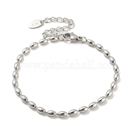 201 bracelets chaîne en perles de rugby en acier inoxydable BJEW-G696-01B-P-1