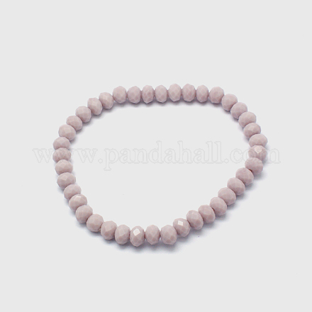 Opaque Solid Color Crystal Glass Rondelle Beads Stretch Bracelets BJEW-F075-06-1