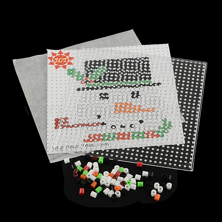 Christmas Snowman Pattern Square DIY Melty Beads Fuse Beads Sets: Fuse Beads DIY-R063-12-1