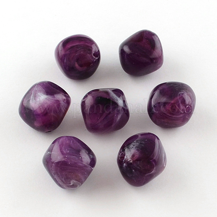 ダブルコーン天然石風アクリルビーズ  暗紫色  18x19x17mm  穴：2mm  約170個/500g OACR-R024-03-1