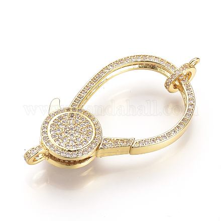 Brass Micro Pave Cubic Zirconia Lobster Claw Clasps ZIRC-S058-10G-1
