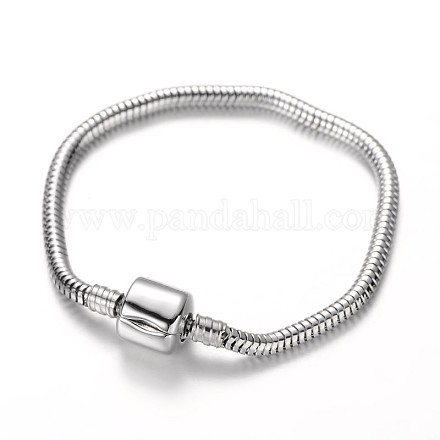 304 Stainless Steel European Style Round Snake Chains Bracelet Making STAS-I047-01A-1