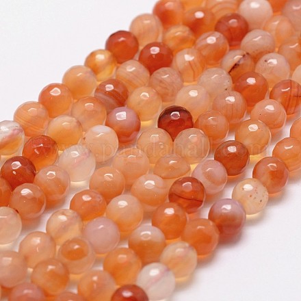 Chapelets de perles rouges en agate naturelle G-G736-19-4mm-1