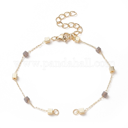 Brass Cube Link Bracelet Making AJEW-JB01150-14-1