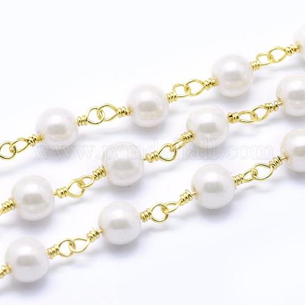 Glass Pearl Handmade Beaded Chains CHC-L036-13G-6mm-1