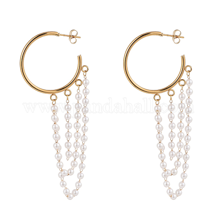 Orecchini pendenti con perle imitazione plastica ABS EJEW-JE04055-1