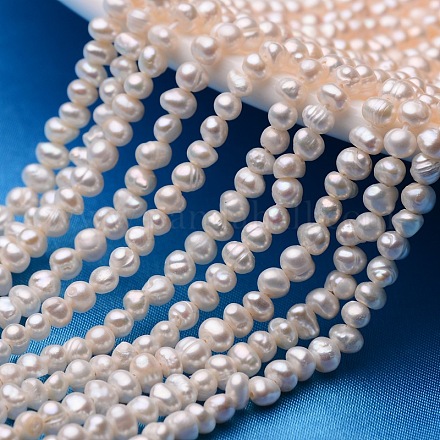 Hebras de perlas de perlas de agua dulce cultivadas naturales de papa PEAR-E007-3-4mm-A-1