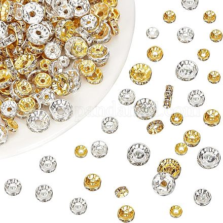 720 шт. 3 стиля 2 цвета железные бусины-разделители со стразами&nbsp;IFIN-NB0001-39-1