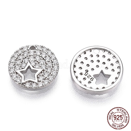 Rhodium Plated 925 Sterling Silver Micro Pave Cubic Zirconia Charms STER-T004-65P-1