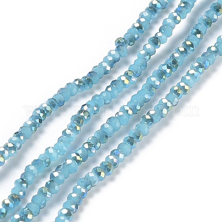 Chapelets de perles en rondelles facettées en verre électrolytique EGLA-D020-3x2mm-38-1