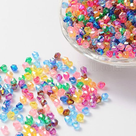 Eco-Friendly Bicone AB Color Plated Transparent Acrylic Beads X-TACR-A003-4mm-M-1