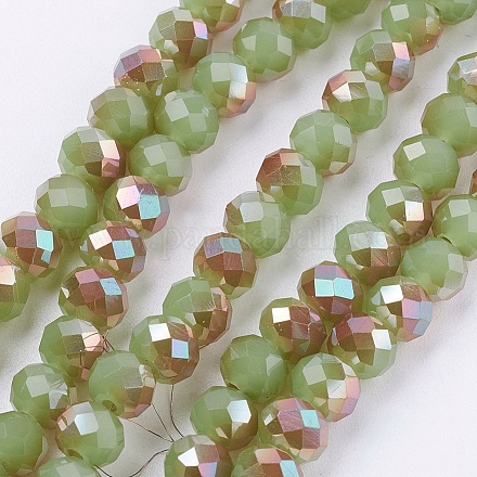Electroplate Glass Faceted Rondelle Beads Strands EGLA-D020-6x4mm-58-1