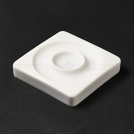 レジン シングル ブレスレット ディスプレイ スタンド  正方形  ホワイト  トレイ：20mm  8.75x8.85x1.75cm BDIS-P004-03-1