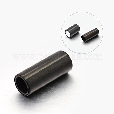 Column 304 Stainless Steel Smooth Surface Magnetic Clasps with Glue-in Ends Fit 5mm Cords STAS-N065-10-1