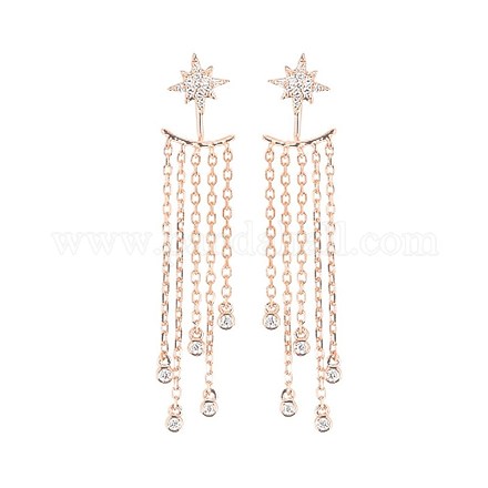 Star Shape Brass Dangle Chandelier Earrings EJEW-BB65848-B-1