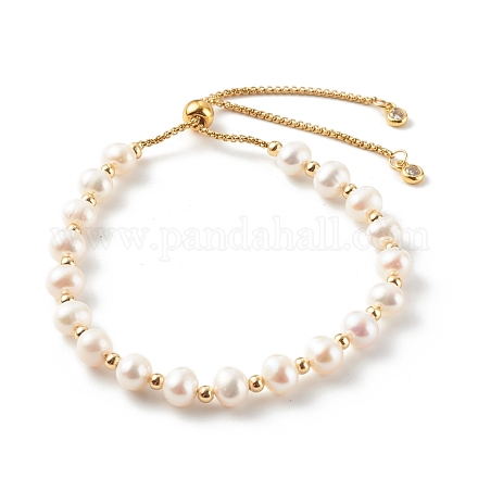 Round Natural Pearl Slide Bracelets BJEW-JB06260-04-1