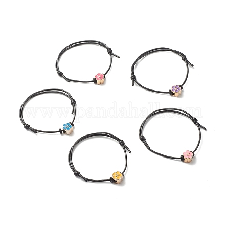 Цветочные акриловые эмалевые бусины регулируемый шнур браслет для девочек-подростков женщин BJEW-JB07047-1