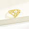 Brass Alphabet Adjustable Rings for Women, with Heart, Letter K, 17mm, US Size 6 1/4(16.7mm)