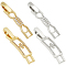 8Pcs 4 Styles Rack Plating Brass Clear Cubic Zirconia Watch Band Clasps, Cadmium Free & Lead Free, Long-Lasting Plated, Mixed Shapes, Platinum & Real 18K Gold Plated, 33x5.5~7x4mm, Hole: 3~4x3mm, 2pcs/style