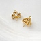 Brass with Cubic Zirconia Peg Bails, Baroque Finding, Leaf, Golden, 11x10mm