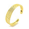 Rack Plating Brass Wide Open Cuff Bangles for Women, Cadmium Free & Lead Free, Long-Lasting Plated, Real 18K Gold Plated, Inner Diameter: 2-1/4 inch(5.75cm)