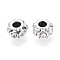 Alloy Rhinestone European Beads, Large Hole Beads, Rondelle, Platinum, 10~10.5x6mm, Hole: 4mm