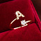 Brass Micro Pave Cubic Zirconia Cuff Rings, Letter A, 12x8mm