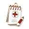 Medical Theme Alloy Enamel Pendants, Medical Case Charm, Golden, White, 26x19x2.5mm, Hole: 1.8mm