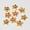 5-Petal Flower Brass Bead Caps, Cadmium Free & Nickel Free & Lead Free, Real 18K Gold Plated, 17x4.5mm, Hole: 1mm