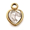 304 Stainless Steel with Rhinestone Pendants, Ion Plating(IP), Heart, Crystal, 9.5x6.5x4.5mm, Hole: 1.6mm