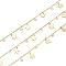 Handmade Brass Curb Chains, Soldered, with Star Charm, Clear Cubic Zirconia and Spool, Long-Lasting Plated, Real 18K Gold Plated, 1.5x1mm, about 32.8 Feet(10m)/roll