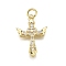Brass Micro Pave Cubic Zirconia Pendants, Cross with Wings, Long-Lasting Plated, Lead Free & Cadmium Free, with Jump Ring, Real 18K Gold Plated, 21x15x3mm