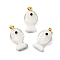 Handmade Dichroic Foil Lampwork Pendants, with Brass Findings, Fish Charm, White, 22.5~23.5x12.5~13x8.5~9.5mm, Hole: 4.5x4mm