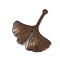 Brass Pendants, Ginkgo Leaf, Nickel Free, Antique Bronze, 29x26x1.5mm, Hole: 1mm
