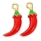 Alloy Enamel Pendants, Fruits Charms, Hot Pepper, 16x10.5x4.5mm, Hole: 1.5mm